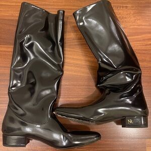 Nina Ricci black patent leather knee boots